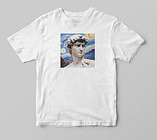 Футболка з принтом "David Michelangelo and Van Gogh"