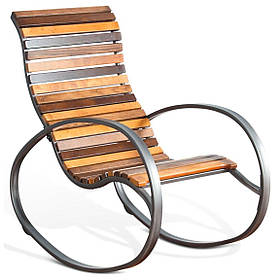 Крісло-гойдалка з металу і дерева в стилі LOFT КР2