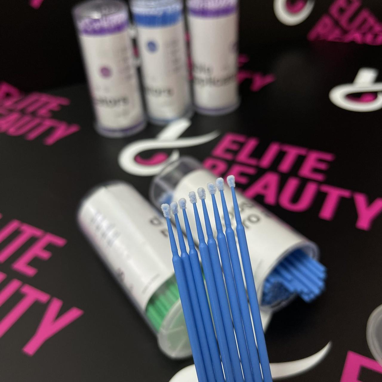 Сині микробраші для вій (тубус) 100 шт