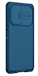 Чохол бампер карбоновий захисний Nillkin Camshield для Xiaomi Poco F3 колір чорний Синій, фото 2