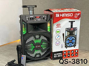Портативна колонка з мікрофоном Kimiso QS-3810 Bluetooth для караоке пультом, фото 4