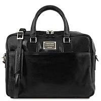 Кожаная сумка портфель на два отделения Tuscany Leather Urbino TL141894 (Black – черный)