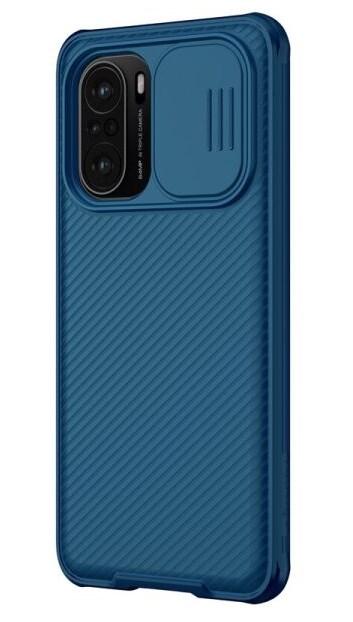 Чохол бампер карбоновий захисний Nillkin Camshield для Xiaomi Poco F3 синій