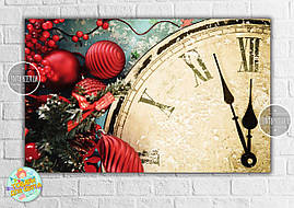 Новорічний Плакат "новорічний годинник" 120х75 см