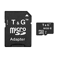 Карта памяти MicroSDHC 16GB UHS-I Class 10 T&G + SD-adapter (TG-16GBSD10U1-01)