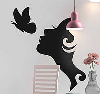 Интерьерная виниловая наклейка для салона красоты Девушка с бабочкой (40х45см)