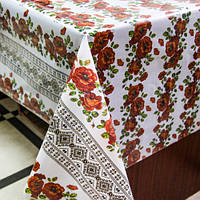 Клеенка столовая на кухонный стол без основы с орнаментом в цветочный рисунок