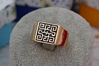 Печатка Xuping Jewelry квадратная лабиринт р 23 золотистая
