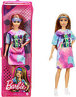 Лялька Barbie Fashionistas шатенка в рожево-блакитному платті (GRB51)