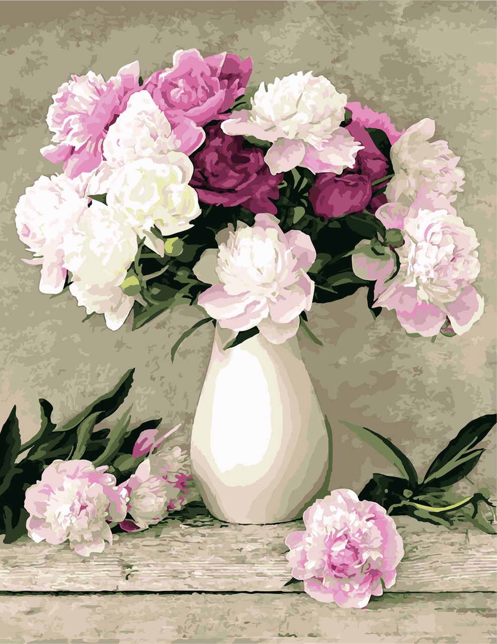 Картини за номерами BrushMe Півонії в білій вазі (BRM069) 40 х 50 см, фото 1