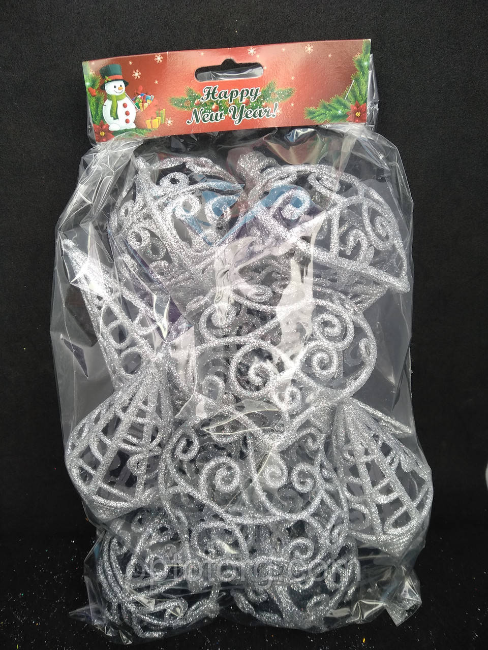 Новорічні іграшки на ялинку Набір срібло 12 штук, фото 1