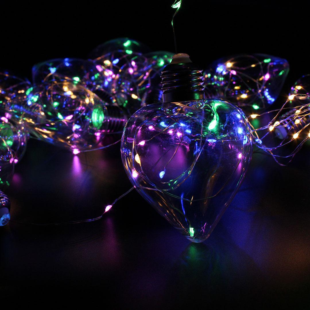 Гірлянда штора Серце 150 Led 3х1.5м (10 ниток по 8 см) мідний дріт Мульти