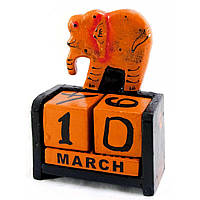 Календарь настольный "Слон" дерево черный (15х10х5 см)
