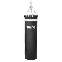 Мішок боксерський Олімпійський Sportko h-130см, ᴓ-35см, вага-50кг, шкіра, з кільцем, чорний