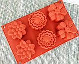 Силіконова форма квіти 6 клітинок | Силіконова форма для випічки | Селіконова форма для випічки кексу, фото 3