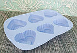 Силіконова форма сердечко 6 клітинок | Силіконова форма для випічки | Селіконова форма для випічки кексу, фото 2