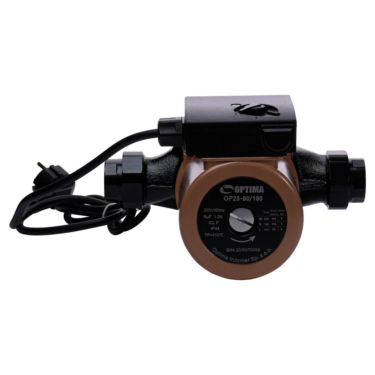 Насос циркуляційний Optima OP25-80 180мм + гайки, + кабель з вилкою!, фото 1