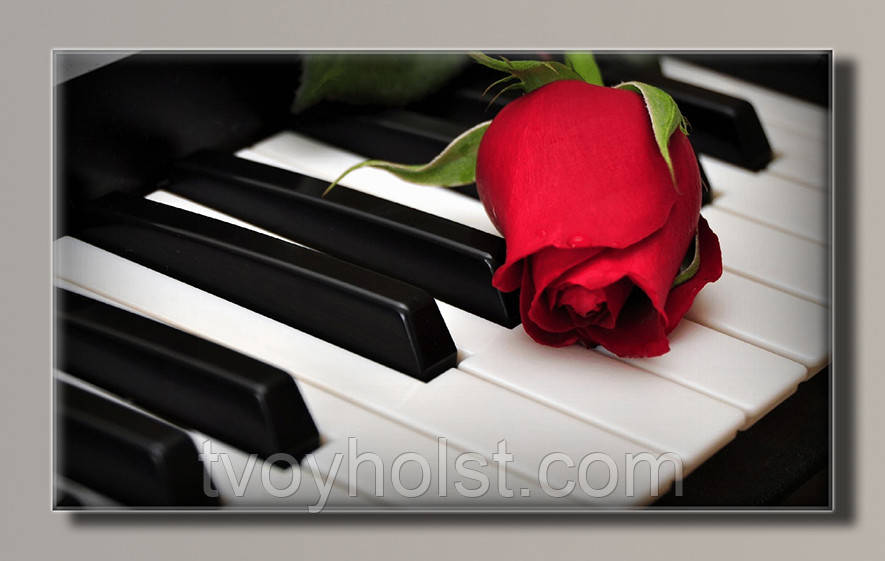 Картина на полотні для інтер'єру Троянда на роялі