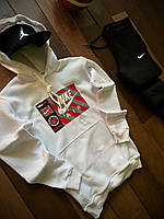 Мужской зимний спортивный костюм Nike черно-белого цвета (Теплый спортивный костюм Найк на флисе)