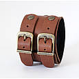 Чоловічий широкий шкіряний браслет з двома пряжками в стилі "JOHNNY DEPP", фото 2