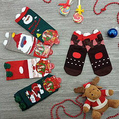 Шкарпетки дитячі новорічні 3Д демісезонні( М-9) ЗАТИШОК 4-8 Дід мороз асорті 30032926
