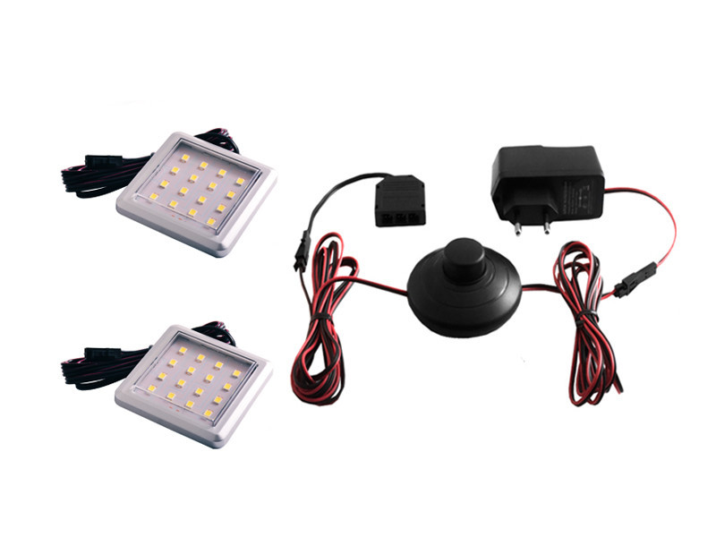 Комплект світильників світлодіодних квадратних для меблів 2шт 4W 220V біле світло, фото 1