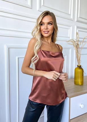 Жіночий топ прямої з натурального шовку, мідного кольору. TM"Silk Kiss". 100% шовк, фото 1
