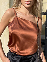 Жіночий топ прямої з натурального шовку, мідного кольору. TM"Silk Kiss". 100% шовк, фото 5