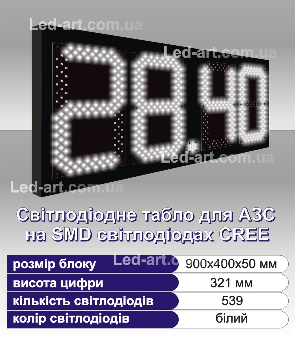 Светодиодное табло для АЗС LED-ART-Stela-400-19. Ценовой модуль 900х400х50 мм - фото 1 - id-p1500859556