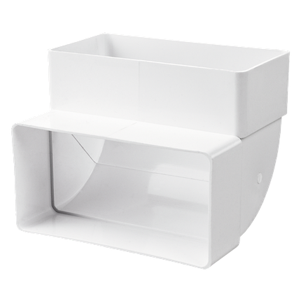 Коліно вертикальне 90° для плоских каналів 90х220 Вентс 9292 Пластивент, фото 1