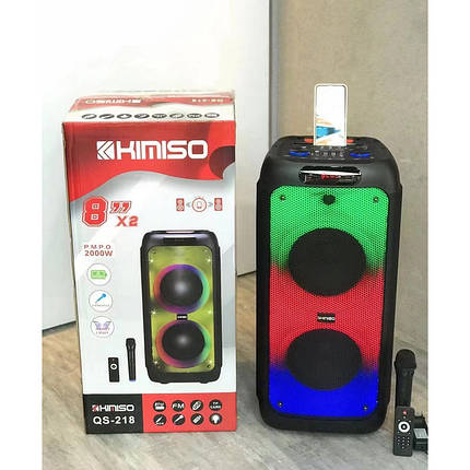 Активна акустична система KIMISO QS-218 портативна колонка з мікрофоном, фото 3