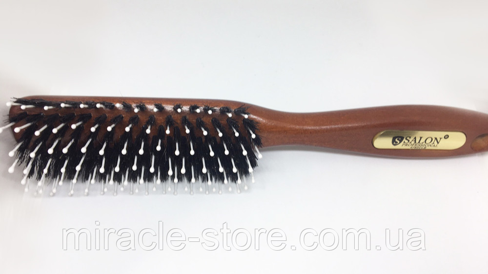 Дерев'яна масажна щітка гребінець для волосся 4762 Salon Professional антистатична