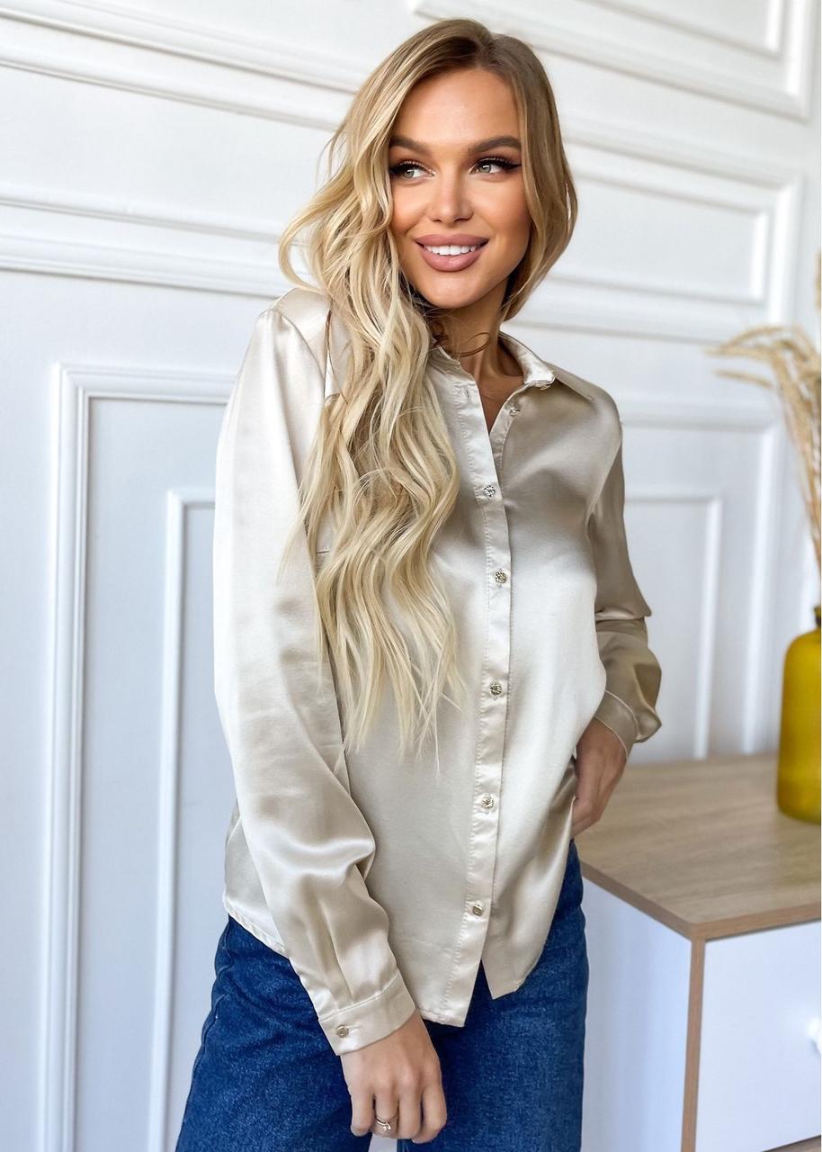 Сорочка класична жіноча з натурального шовку, Шампань. TM"Silk Kiss". 100% шовк
