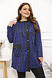 Стильна туніка великого розміру в клітинку Симона електрик (54-66), фото 4