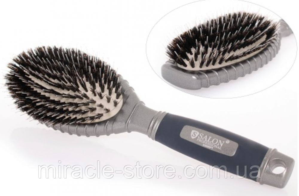 Масажний гребінець для волосся 6365 Salon Professional Гострий зуб із комбінованою щетиною овальна