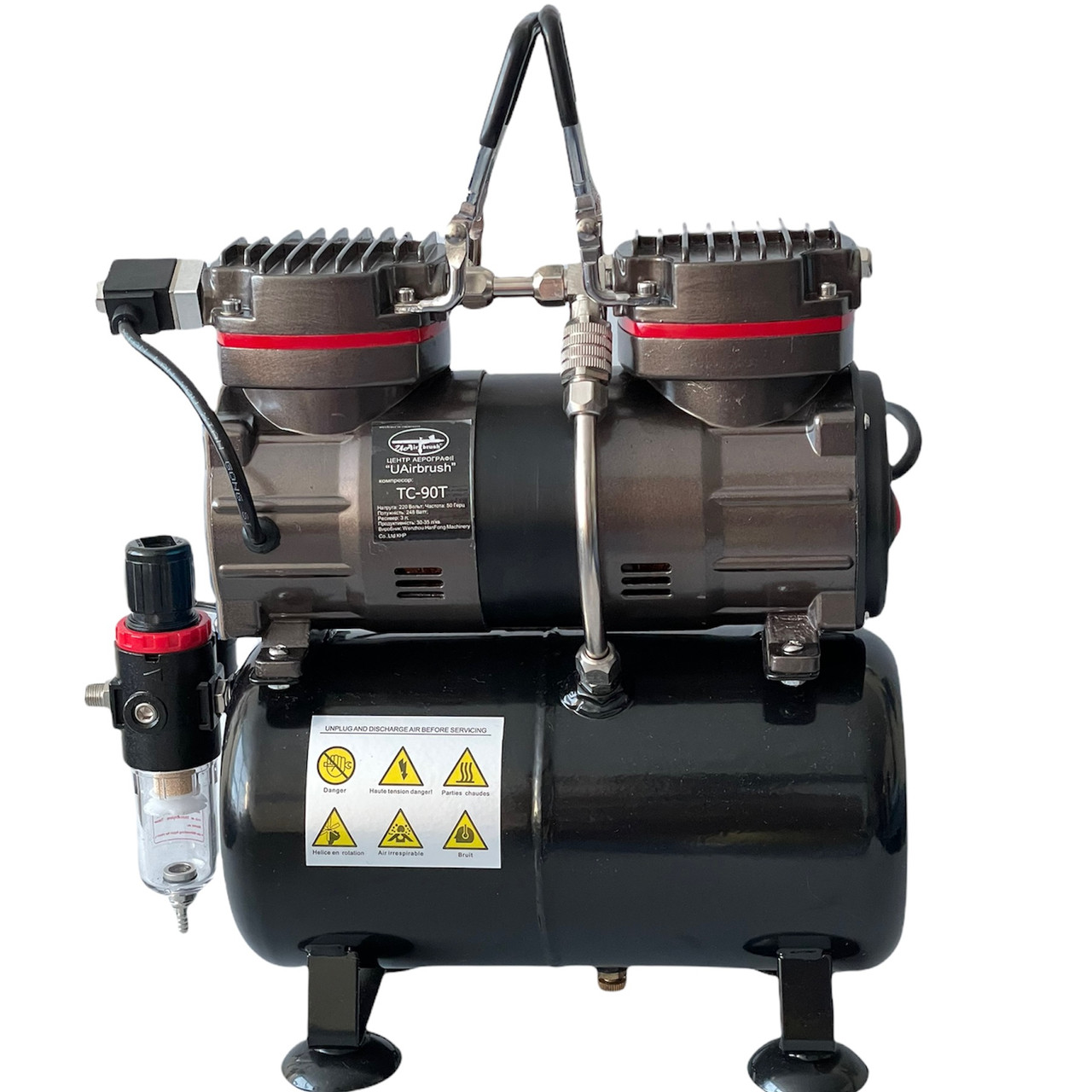 Компресор двоциліндровий із ресивером UAirbrush TC-90T, фото 1