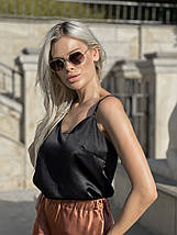 Майка класична жіноча з натурального шовку, топ чорного кольору. TM"Silk Kiss". 100% шовк, фото 5