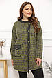 Стильна туніка великого розміру в клітинку Симона оливка (54-66), фото 2