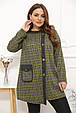 Стильна туніка великого розміру в клітинку Симона оливка (54-66), фото 3