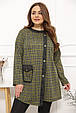 Стильна туніка великого розміру в клітинку Симона оливка (54-66), фото 4