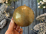 Пластикова заготівля (основа) для новорічної іграшки "Куля з золотом" роз'ємний 10 см для декору і фото, фото 4