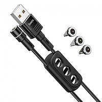 Магнітний кабель HOCO U98 USB AM to Micro + lightning+ Type-C 3-in-1 2,4A/1m Black