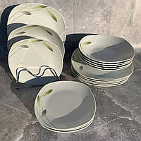 Сервіз столовий порцеляновий 18 предметів Edenberg EB-501 Обідній набір посуду тарілок квадратних 6 персон