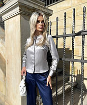 Жіноча блузка стійка з натурального шовку, сорочка сірого кольору. TM"Silk Kiss". 100% шовк, фото 3