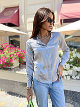 Жіноча блузка стійка з натурального шовку, сорочка сірого кольору. TM"Silk Kiss". 100% шовк, фото 5