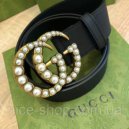 Ремінь Gucci шкіряний 3,8 см, преміум класу в коробці, фото 4