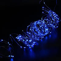 Гирлянда новогодняя Xmas LED 200 на медной проволоке синяя капля росы 20 метров
