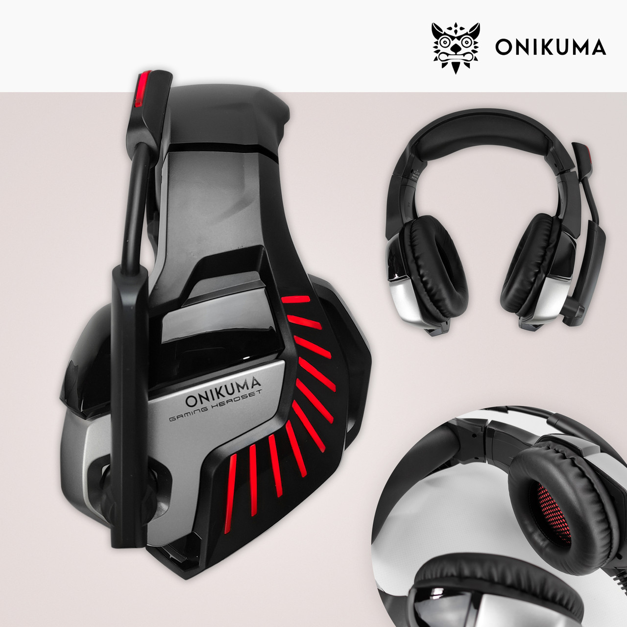 Ігрові навушники Onikuma K5 PRO з мікрофоном та підсвіткою геймерські навушники