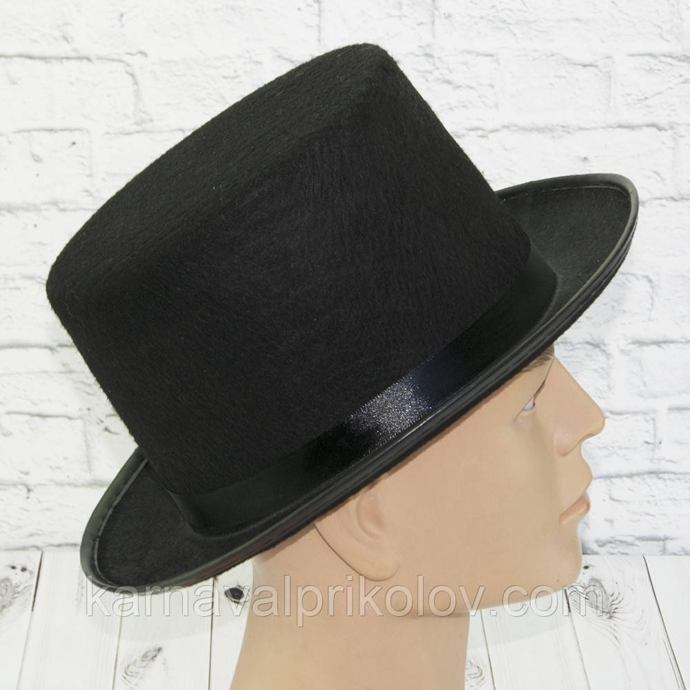 Шляпа Цилиндр фетр H12см (черный) - фото 2 - id-p149456994