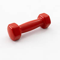 Гантель для фитнеса виниловая цельная (неразборная) OSPORT Profi 1 кг (FI-0105-2) Красный
